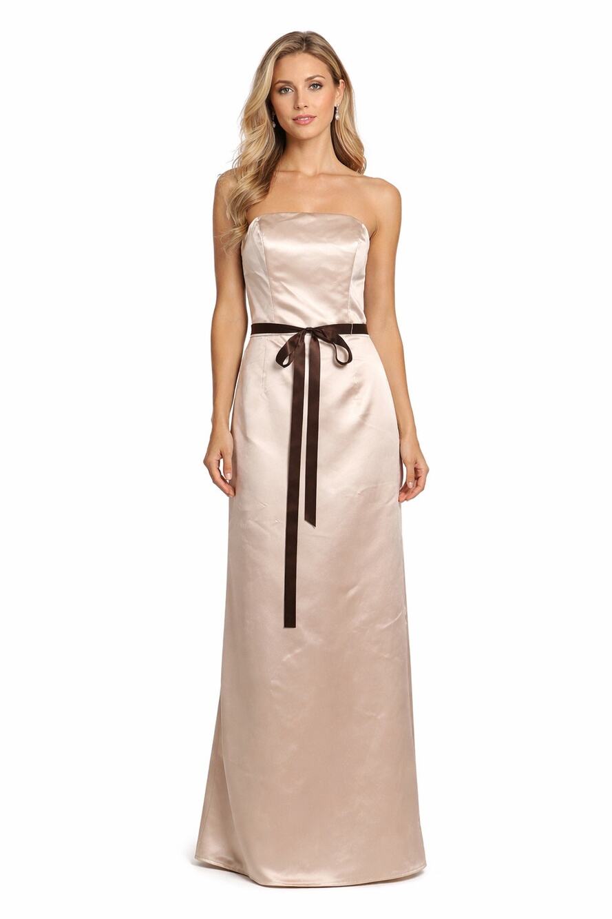 Bill Levkoff Y2K Champagne Satin Strapless Bridesmaid Gown Size 10 NWT